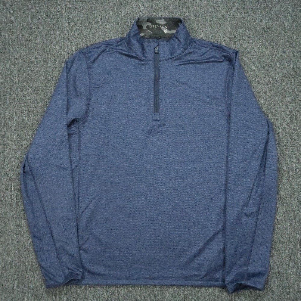 Greyson Pullover‎ Mens Medium Blue Tate Herringbone Performance Quarter Zip